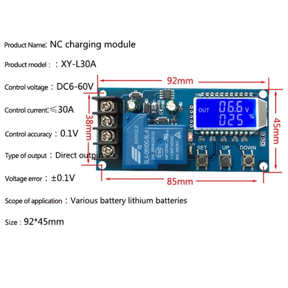 Module Chargeur de Batterie Plomb-Acide Lithium 6-60V 10A 30A Affichage LCD Contrôle Protection contre la Surcharge Carte Charge Automatique 12/24V