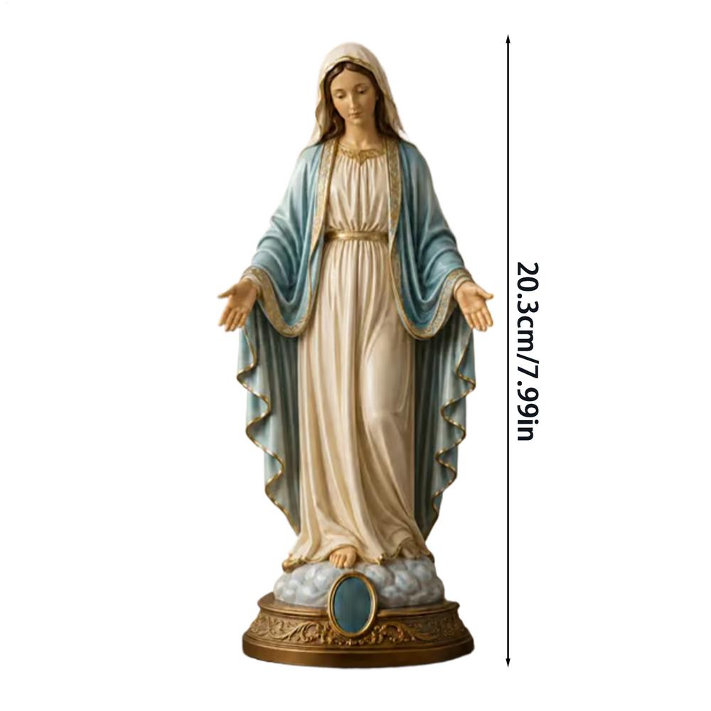 Virgin Mary Statue 8 Inch Resin Catholic Room Decor Blessed Mother Statues Collectible Figurines For Bedroom Living Room Office