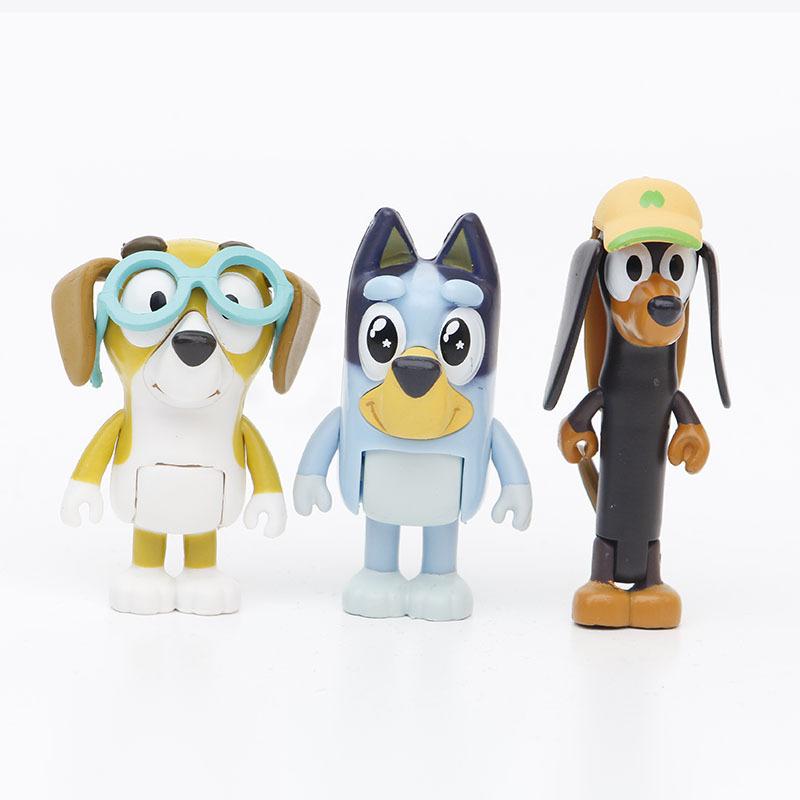 8/12 ks Bluey Bingo Anime Figurka Hračka Sada Kreslená Mini PVC Pohyblivé Klouby Panenka Ozdoby Dovolená Vánoce Dětské Hračky Dárek