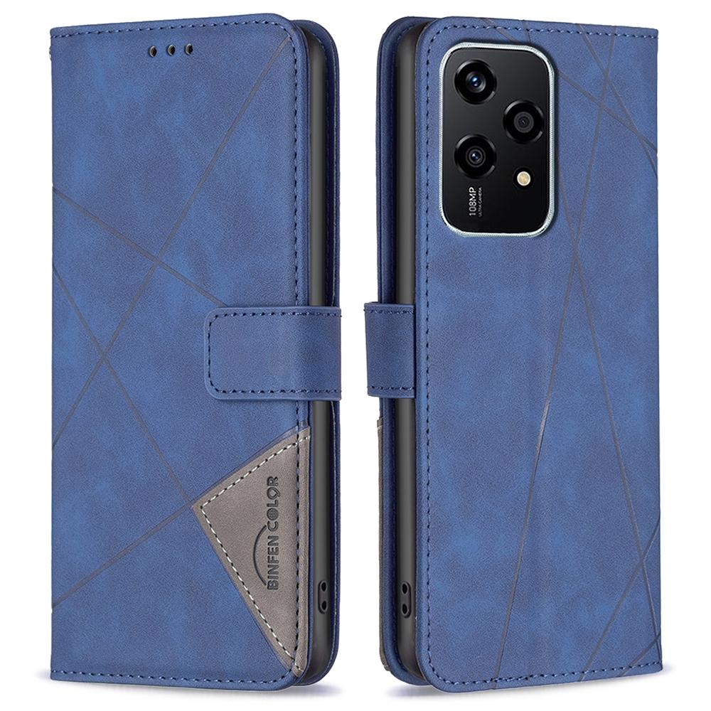 BINFEN COLOR For Honor 200 Lite Phone Cases Wallet Stand Geometry Imprint Leather Cover