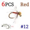 6PCS Tungsten Beadhead Midge Jig Nymph Fast Sinking Fly Fishing Lure for Trout Grayling Euro Nymphing