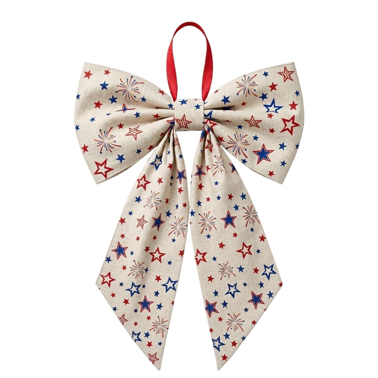 

Patriotic Bow Decoration Table Flag with Striped and Star Pattern for Holiday Table and Cabinet Display Indoor Outdoor Use One Size