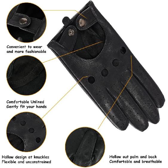 MGGMOKAY Mens Touchscreen Unlined Leather Driving Gloves