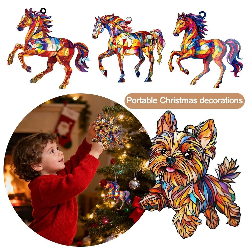 2D Flat Christmas Hanging Pendant Colorful Car Horse Pendant Bag Charms