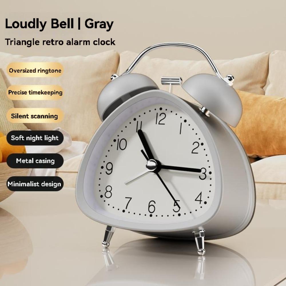 Clock Retro Alarm Mechanical Double Bell Home Office Desktop Metal Alarm Clock Desk Table Analog Clock Silent With Night Light