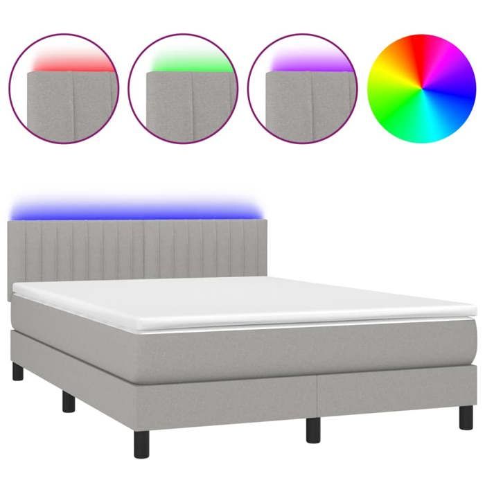 VidaXL Slat Bed Base with Mattress and LED, Upholstered Bed, Double Bed, Adult Bedroom Interior Bed, 3133317
