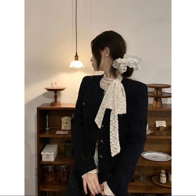 French Design Lace Slimming Top - Autumn/Winter Collection for Women