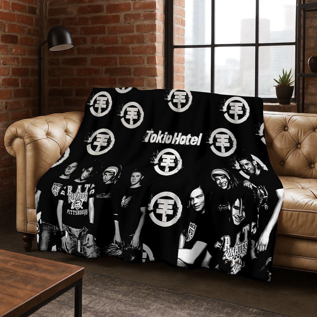 Módní Rocková Hudba Tokio Hotel Bill Tom Kaulitz Umění Flanelová Přikrývka, Útulná Měkká Přehozová Přikrývka pro Domov Ložnici Postel Pohovku Kryt Dárek