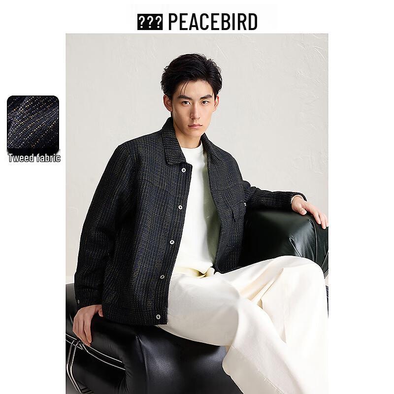 

PEACEBIRD Men s Textured Color-block Casual Jacket S