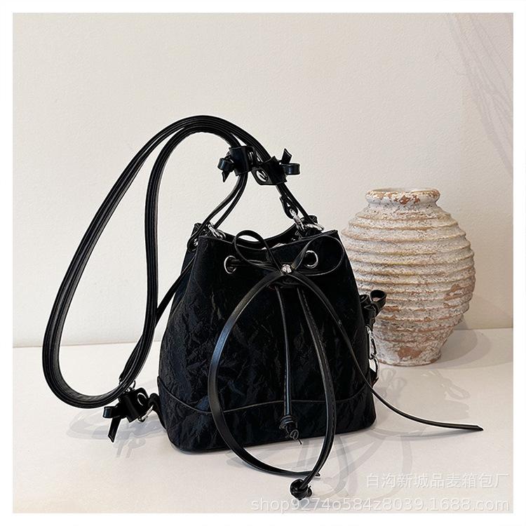 

Summer popular bow bucket bag backpack women s 2025 new fashion shoulder bag large capacity messenger bag