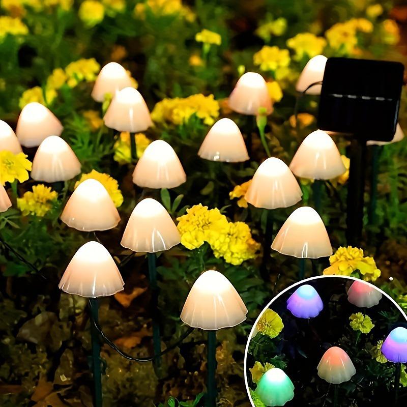 Wodoodporne Zewnętrzne LEDowe Solarnie Grzybowe Lampki Wbijane do Trawnika, Ogrodu, Dekoracji Świątecznej