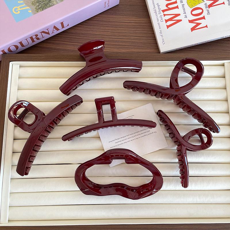 Festive Ankola Red Hairpin for Buns - Large Shark Clip for Women