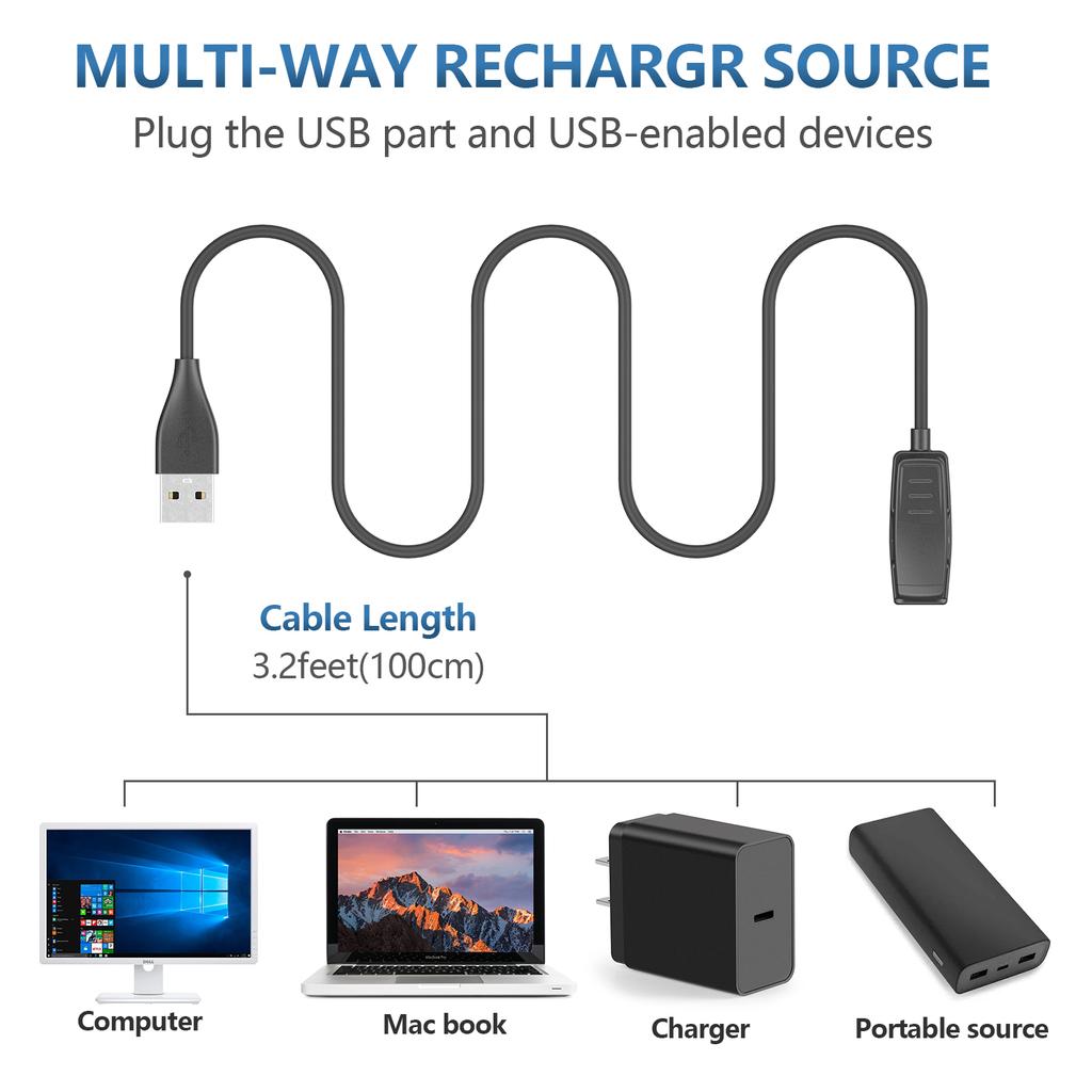 100cm USB Charger For Approach G10 S20 Charging Cable For Garmin Forerunner 35 230 235 630 735xt 645 Music Charger Clip Cradle