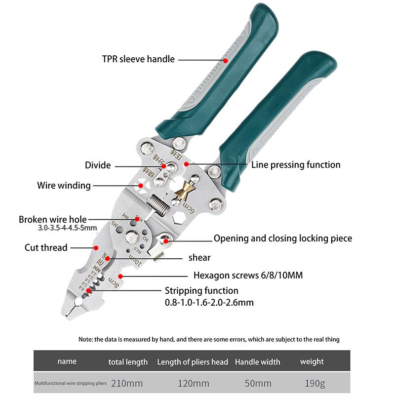 1Pcs Multifunctional Foldable Wire Stripper Crimper Cable Cutter Pliers Electrician Cable Cutting Wiring Pulling Stripping Tools