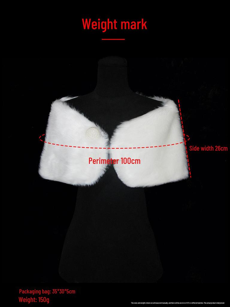 Warmer Plüsch-Perlen-Brautschal und Umhang für Herbst-/Winterhochzeiten