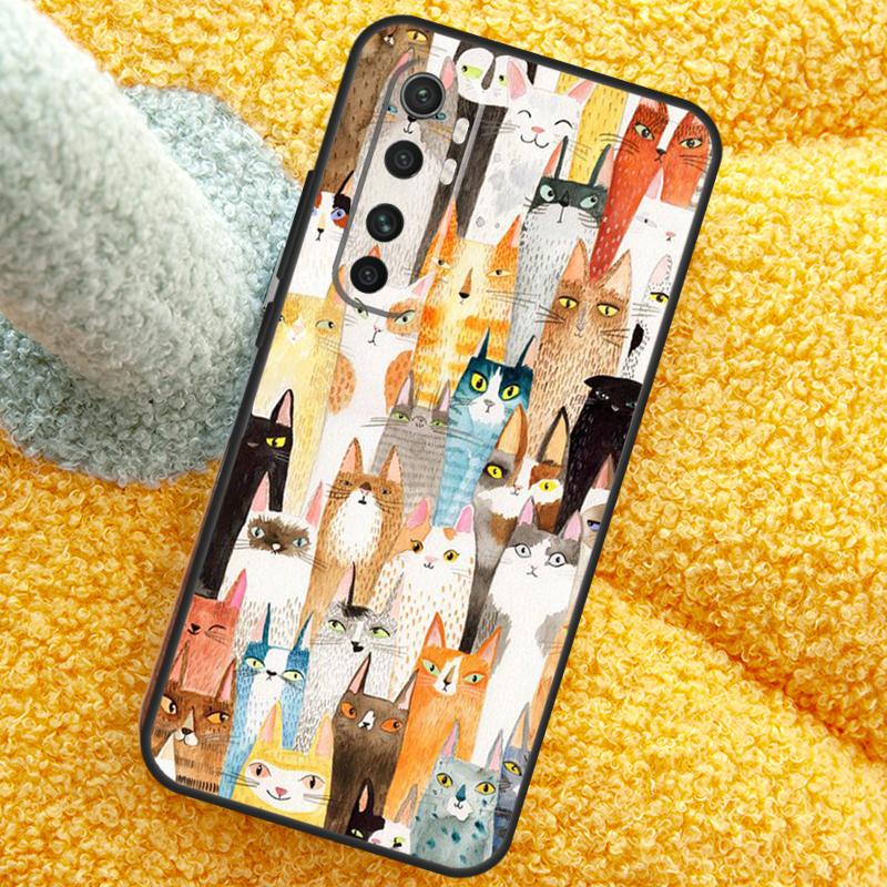 Cute Cartoon Cats Collage Case For Xiaomi 15 14 Ultra 13T 14T 15T 17 Pro Max Cover For POCO X7 F8 Pro X3 X5 X6 F5 F6 F7