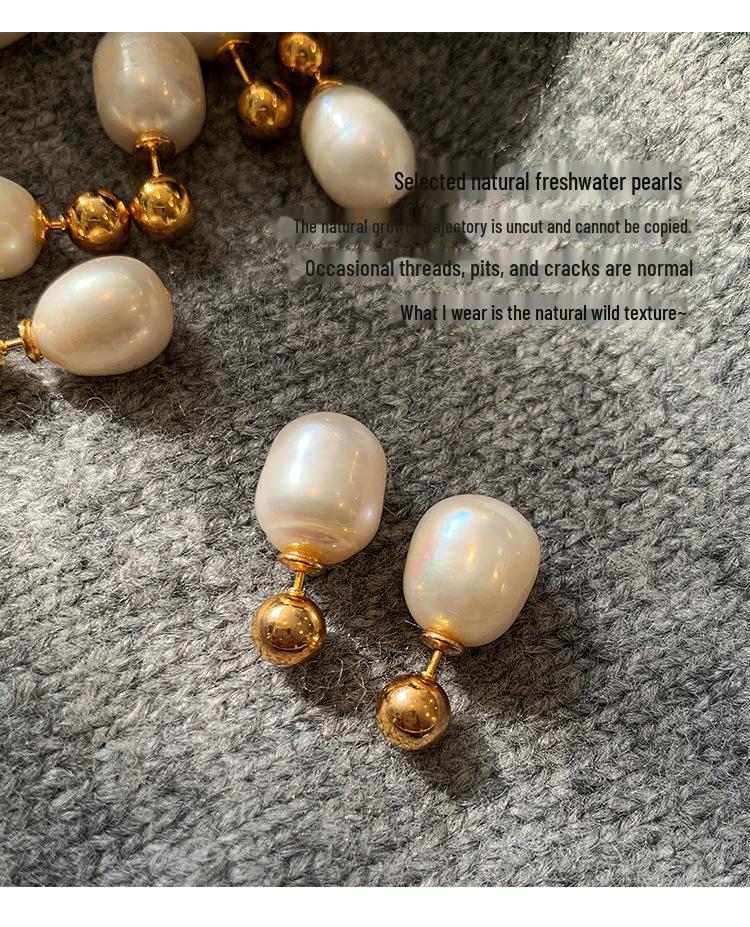 Elegant Freshwater Pearl Earrings: 925 Sterling Silver, Versatile and Fashionable Design for Women.