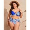 Women's Tropical Floral Print Cross Wrap High Waisted Bikini Set with Drawstring Sides