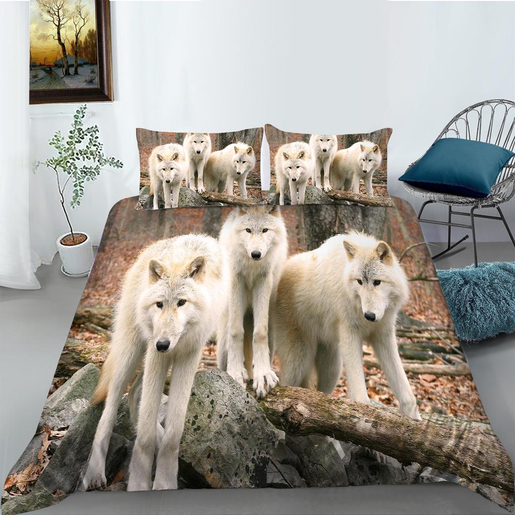 Wolf Series 3D Digital Printing Bedding Two Or Three Piece Polyester Shopify
