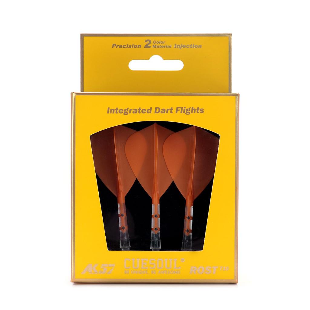 CUESOUL ROSTAK57 T19 Series Mixed Shaft Integrated Kite Shape Set of 3 Two-Tone Dual-Material Flights, Series, (Orange) CS-AK57FZ10M