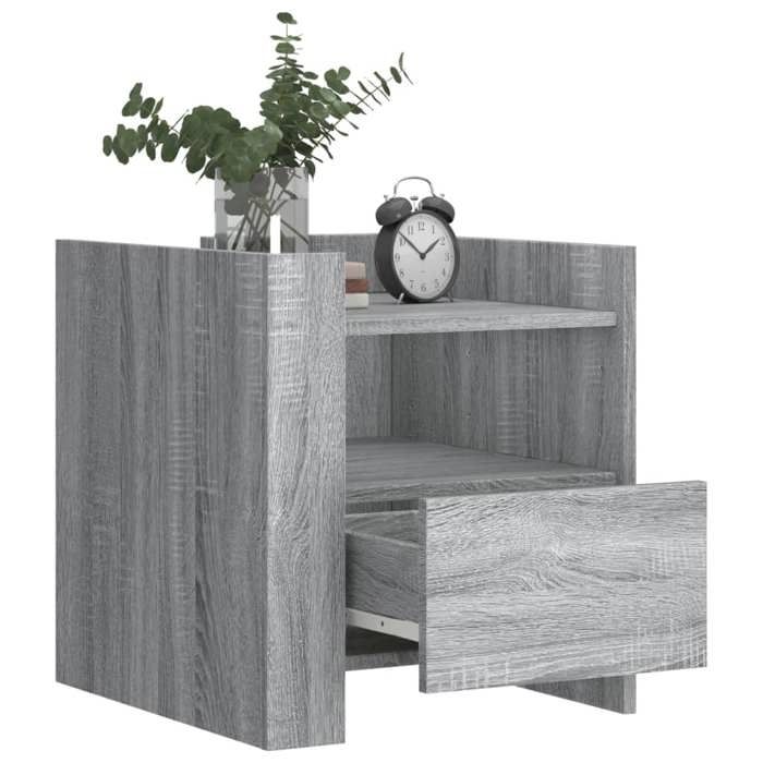 VidaXL Bedside Table Sonoma Grey 45x50x50 Cm Engineered Wood, Bedside Furniture, Side Table, Bed Cabinet, Cabinet 848281