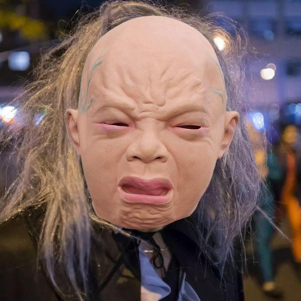 Funny Doll Halloween Costumes Full Head for Adults Latex Mask Crying Baby Mask Crying Face Mask