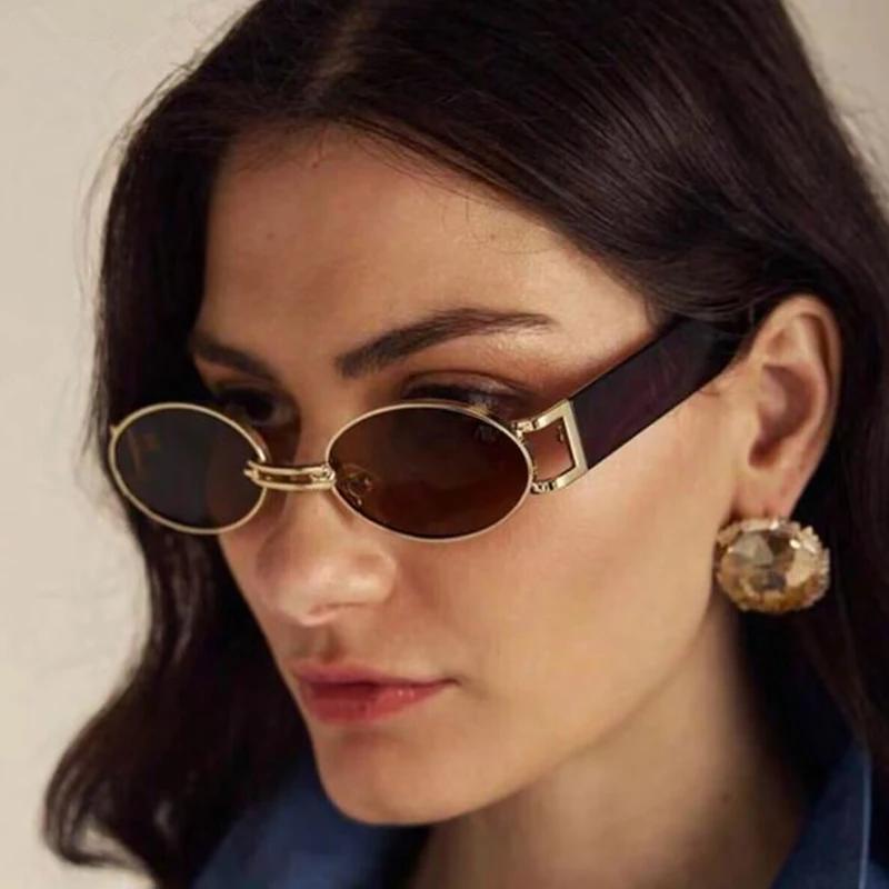 New Retro Metal Frame Elliptical Frame Trendy Street Photo Sunglasses for Men and Women's Outdoor Travel Sunshades UV400