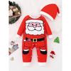Foreign Trade Ins Newborn Baby Boys and Girls Santa Claus Print Long-Sleeve Open-Crotch Romper Holiday Style