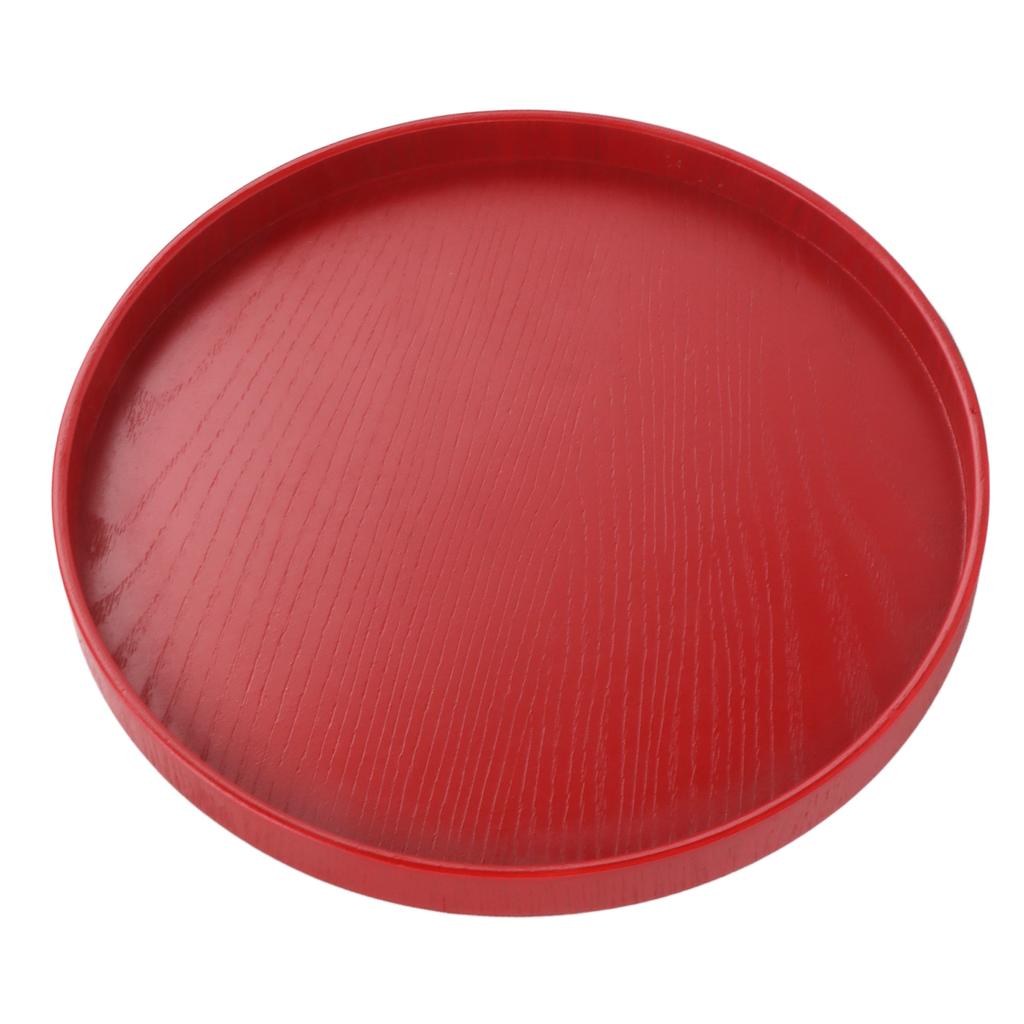 Tea Tray Wooden Wine Red Round Tea Plate Green Tea Baking Serving Plate for Home Tea House 27cm   10.63in