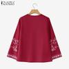 ZANZEA Ethnic Print Casual V-Neck Long Sleeve Women Blouse