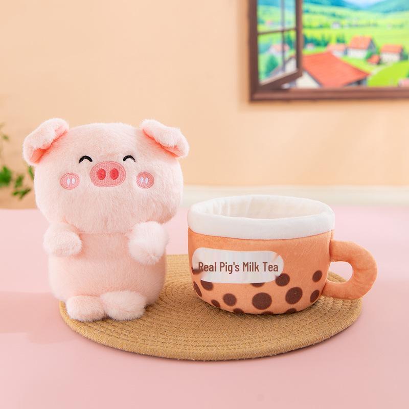 

Cute Pig Milk Tea Plush Doll - Cozy, Healing Cloth Toy for Kids Birthdays 20cm, 0.21kg