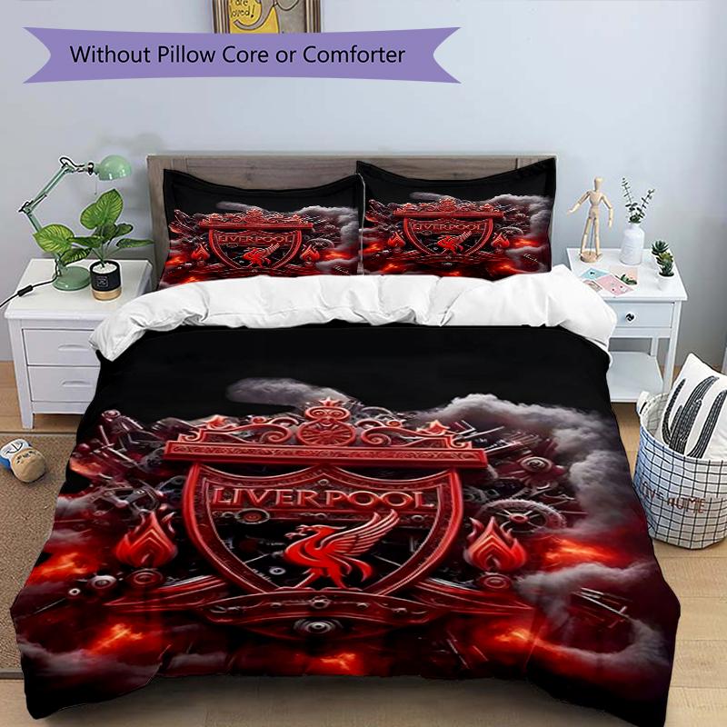 Set copripiumino 3 pezzi (1*Copripiumino + 2*Federe, Senza Nucleo),Set Biancheria da Letto con Stampa Liverpool F.C, Decorazione Camera da Letto, Per Tutte le Stagioni, Regalo di Compleanno