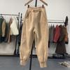 Autumn Winter American Retro Cuffed Casual Trousers Women's Korean Slimming Patchwork Fleece-lined Harem Trousers Sweatpants