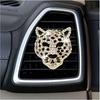 2PCs Golden Bling Leopard Air Freshener Vent Clip Rhinestone Car Decoration Interiors Accessory
