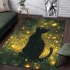1PC Black cat with fireflies Print Carpet Rug for Living Room Bedroom Sofa Doormat Home Decor Non-slip Floor Mat