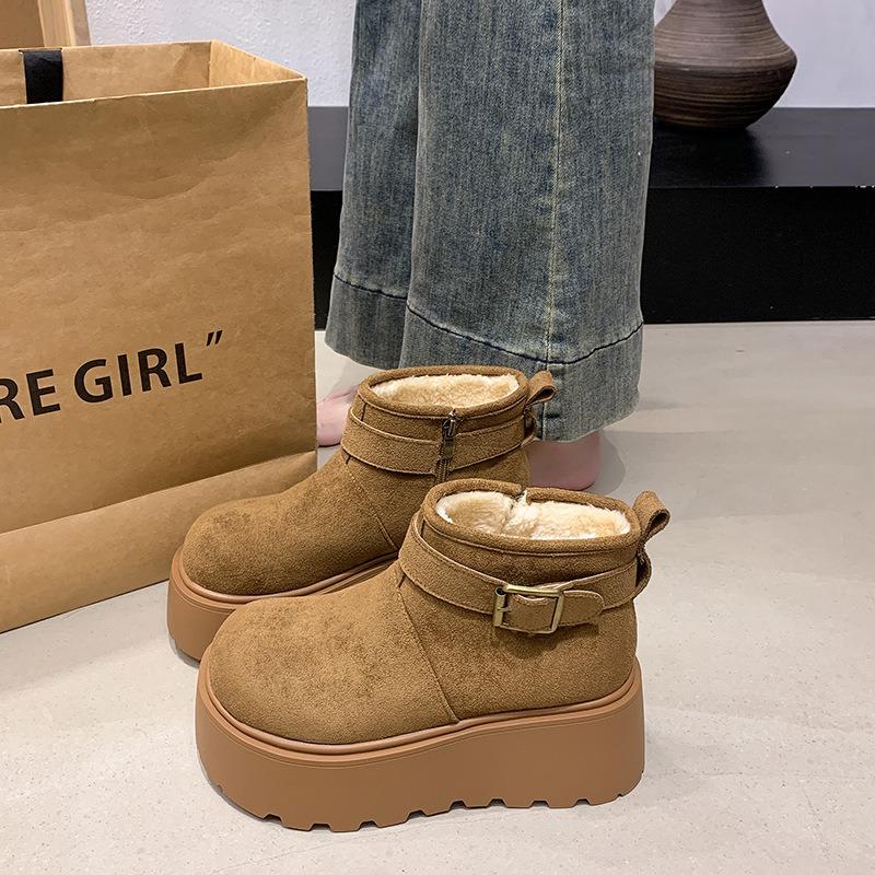 Cm Thick-soled Heightening Small Martin Boots Women's Short Boots Piled and Thickened Warm Snow Boots Cotton Shoes