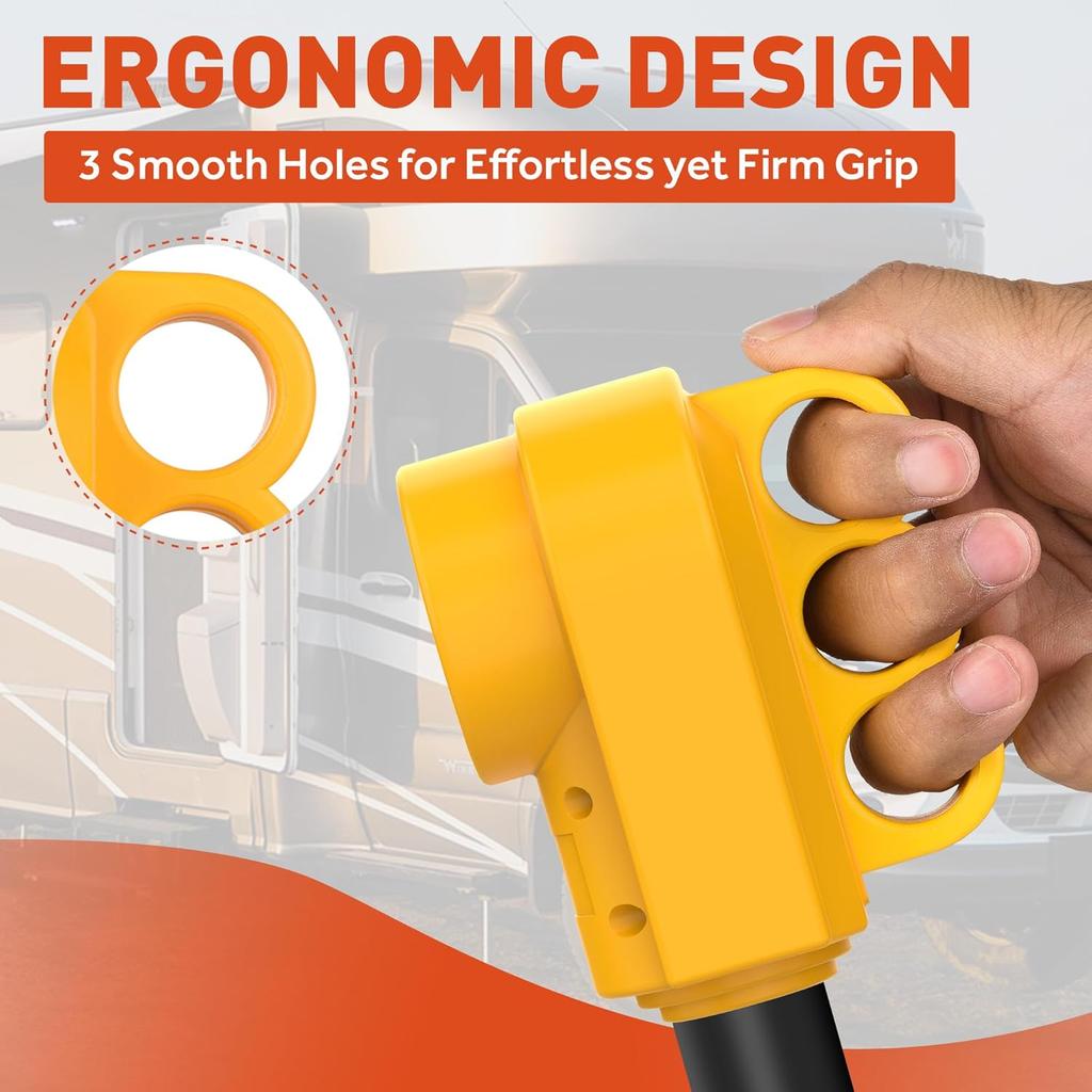 Snowy Fox RV 50 Amp Female Replacement Plug 14-50R Heavy Duty 125V/250V Receptacle Plug With Ergonomic Handle For RV, Camper, Caravan