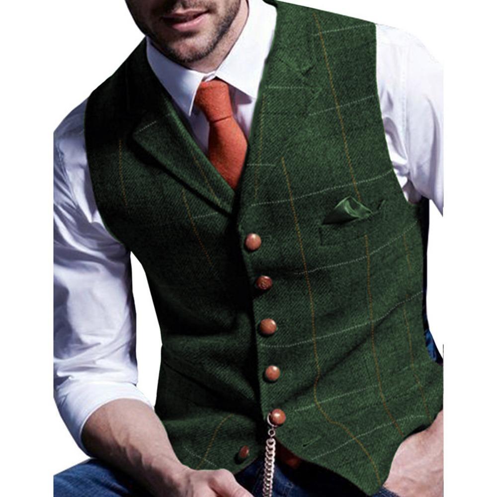 Men's Vests Tweed Suit Business Clothing for Men Striped Waistcoat Punk Vest Groomman Wedding Brown Black Grey Jacket Bleazer