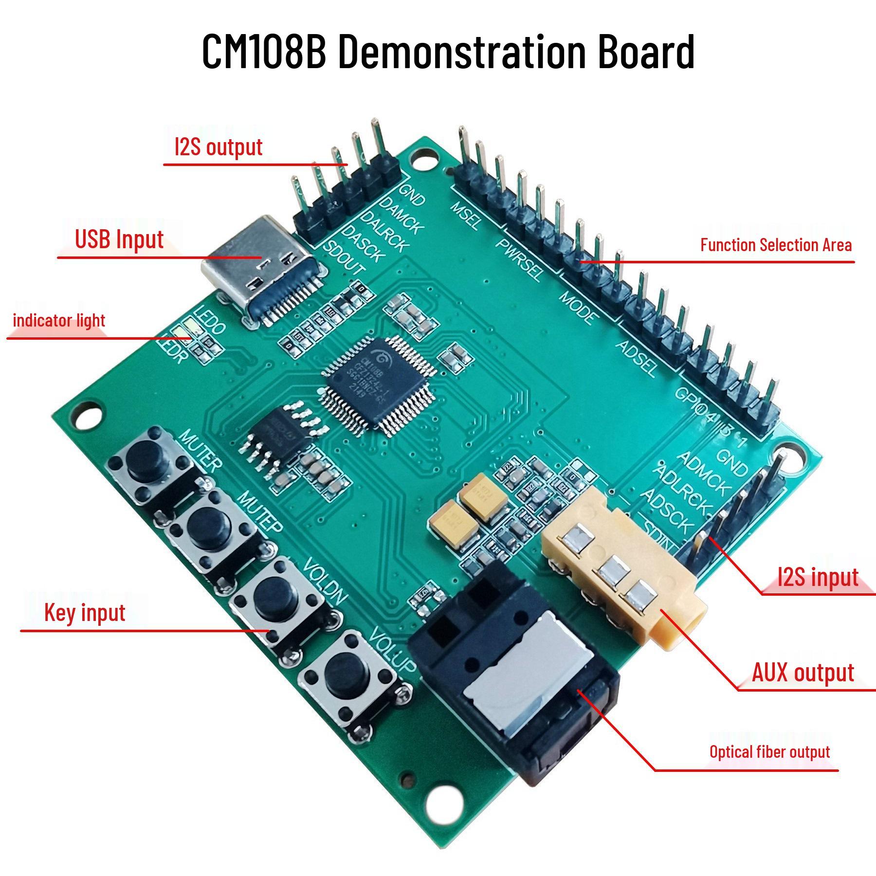 

CM108B USB Type-C до I2S Оптичний SPDIF Аудіо Модуль Demo Board