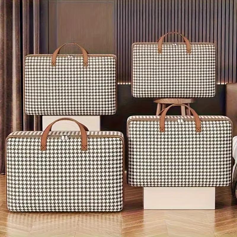 1pc Non-woven Fabric Quilt Storage Bag Large Capacity Portable Luggage Bag Foldable With Handle Packing Bag Clothes Organizer