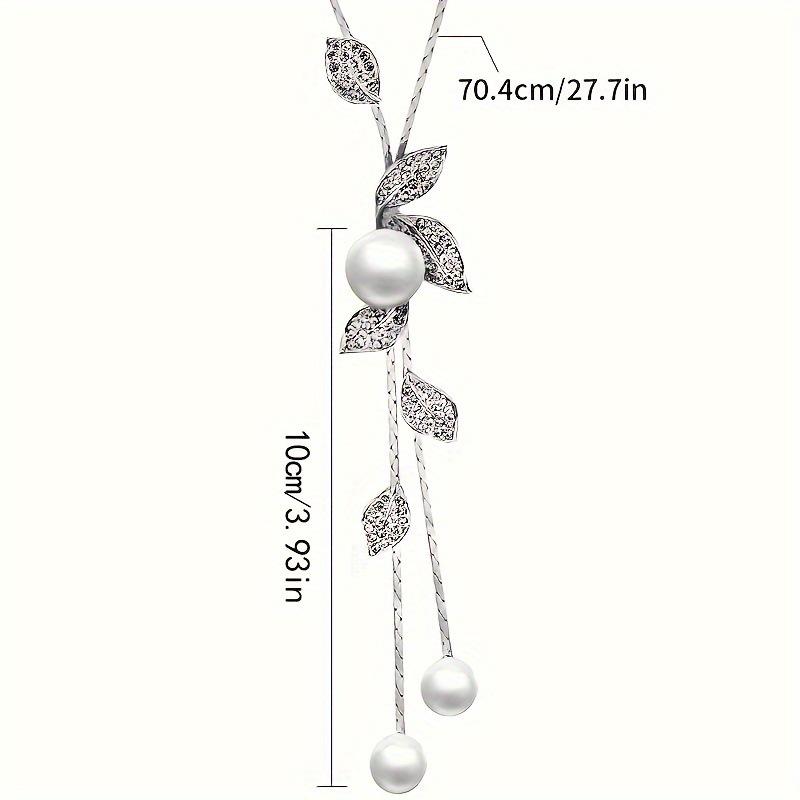 Trendy Korean Leaf & Pearl Tassel Sweater Chain Pendant for Women