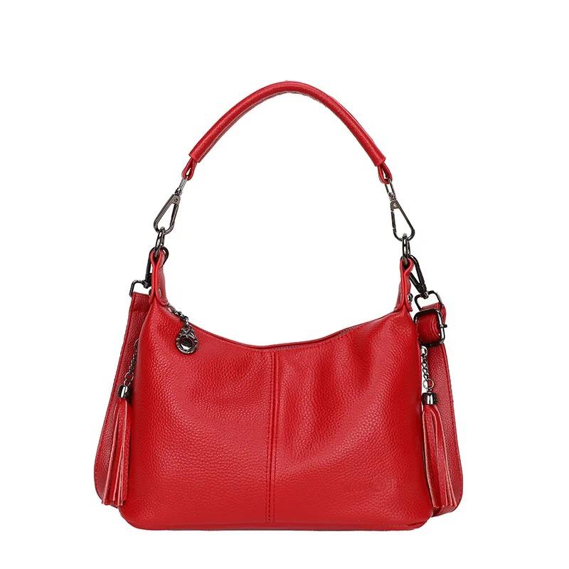 Chic Leather Hobo Bag with Detachable Strap & Tassel Versatile Large Capacity Handbag for Women Leisure Fashion Women's Shoulder Bag