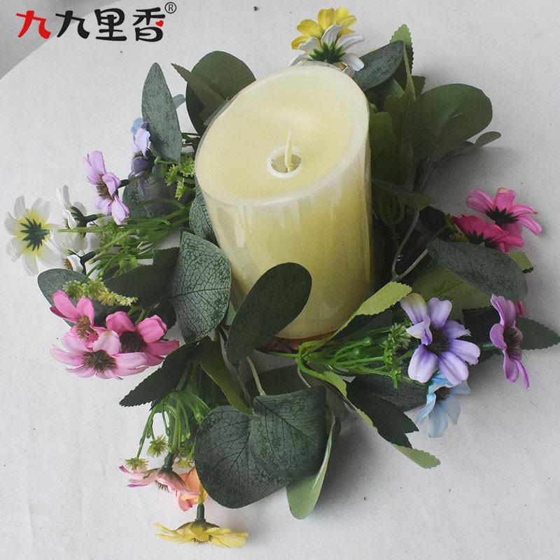 American Imitation Wreath Candle Wreath Eucalyptus Wreath Boxwood Wreath Table Party Decoration Wreath