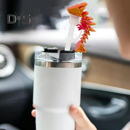 3D Dragon Straw Cover Dust-Proof Protector for 30/40oz Cup Reusable Straw Topper Novelty Cup Accessories
