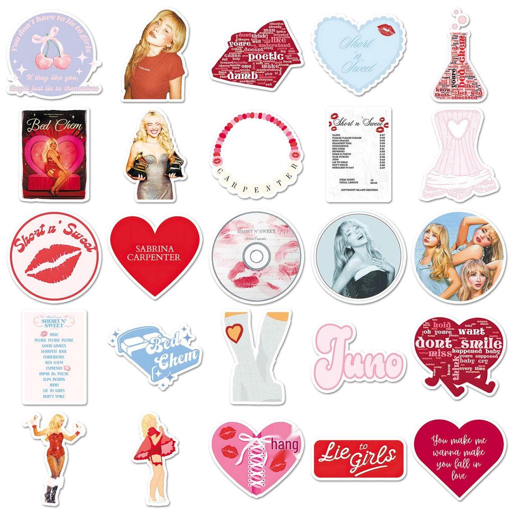 Sabrina Carpenter Celebrity Stickers: 50 Sheets for Decorating Notebooks and Guitars