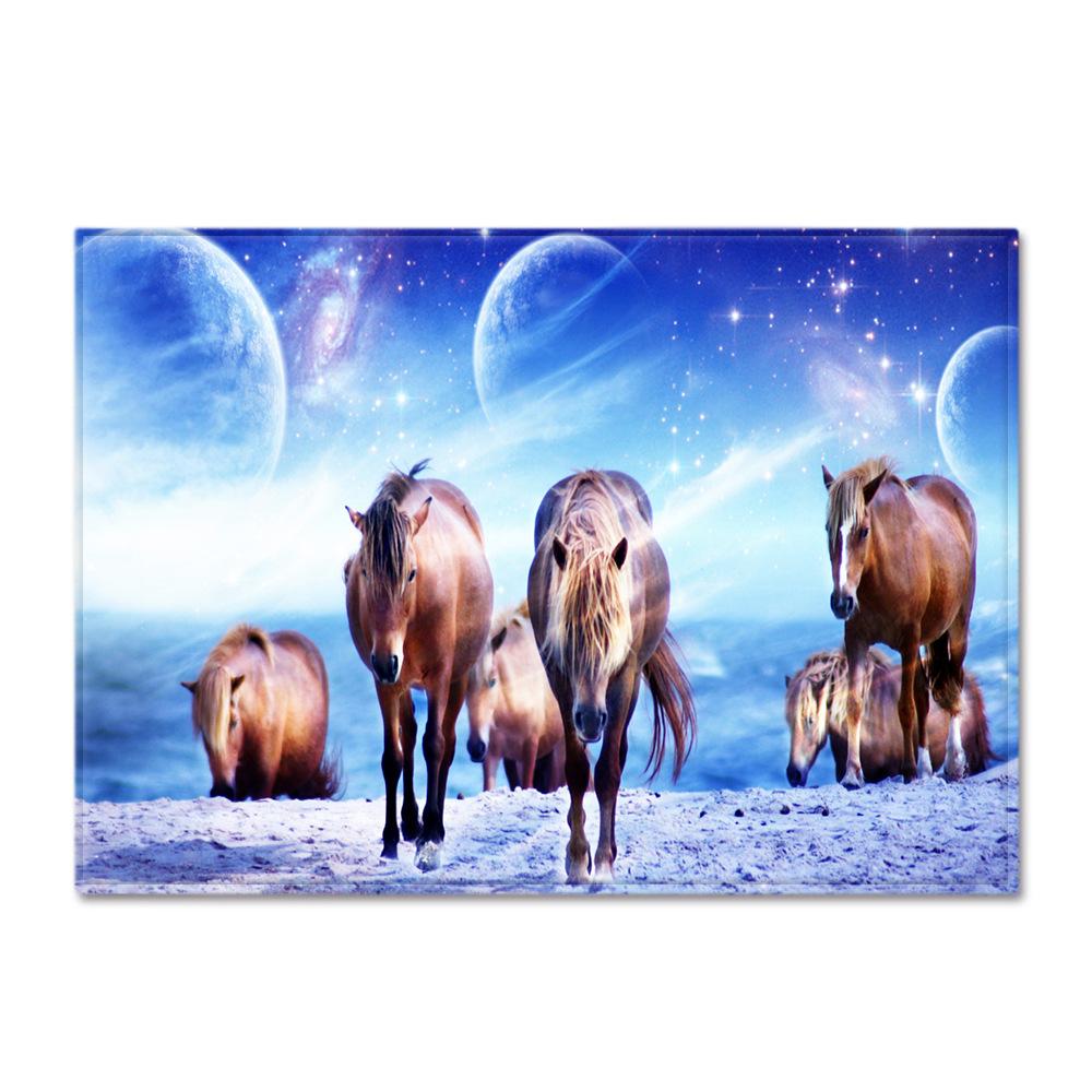 Modern Decor 3D Horses Pattern Carpet Sofa Area Rug Anti-slip Mats Bedside Kitchen Rugs Children Play Carpets for Living Room