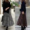 Women's Spring and Fall Casual Round Neck Dress Loose Splicing Commuter Long Skirt