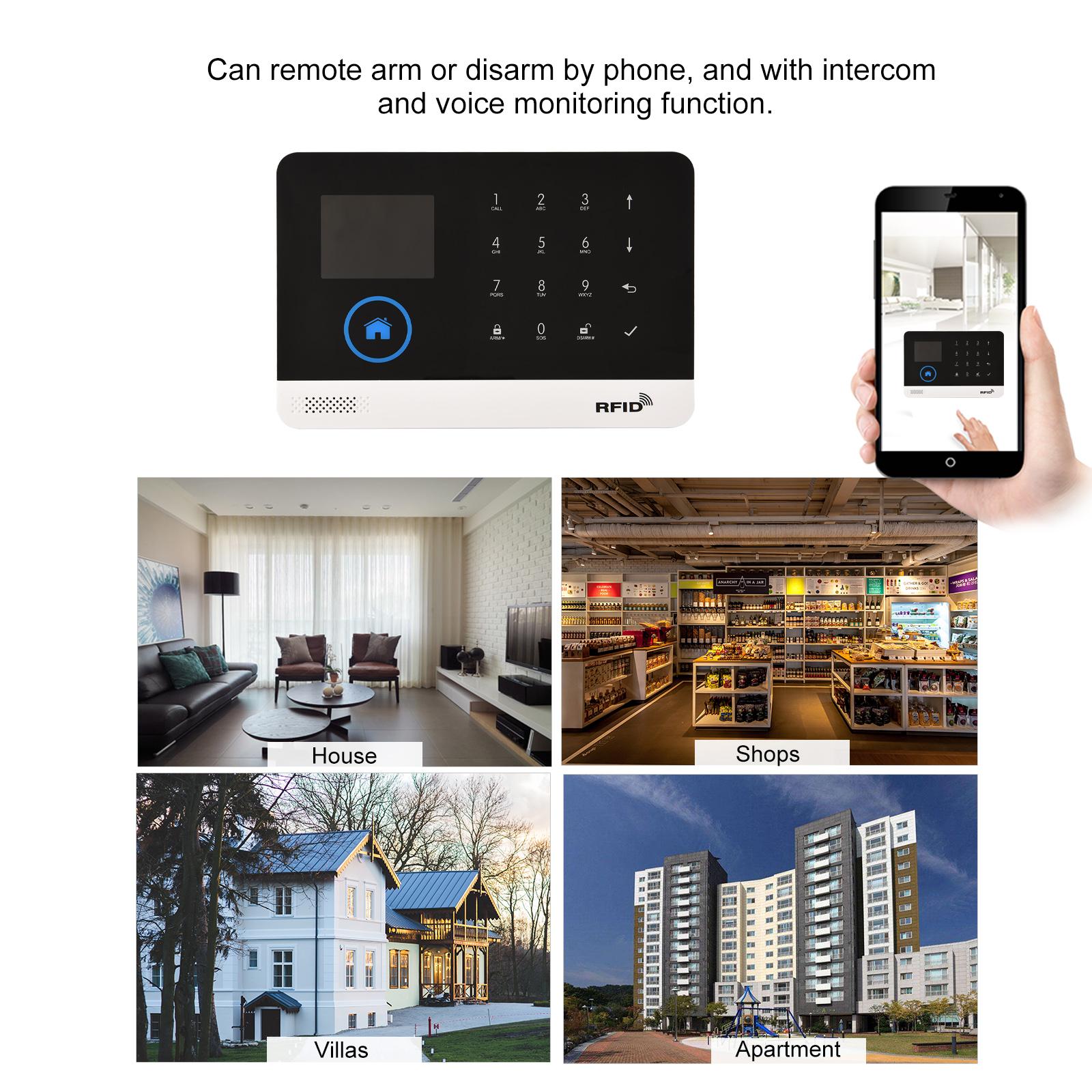 433MHz Wireless Alarm Security System 2.4in LCD Display WIFI GSM Alarm System Support Phone APP Voice Control Smart Home Burglar Alarm