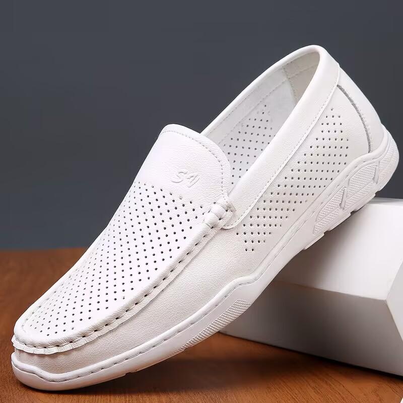 Summer Luxury Brand Men Casual Shoes Soft Genuine Leather Mens Loafers Moccasins Italian Designer Breathable Slip On Boat Shoes