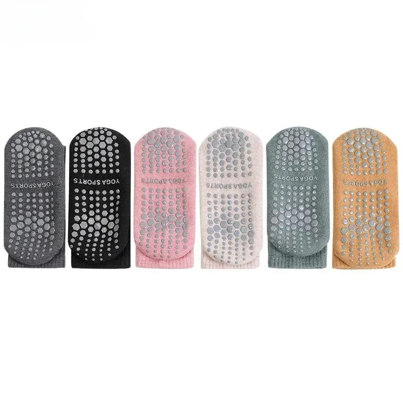 Winter Mid Tube Anti Slip Yoga Socks Women Thickened Towel Bottom Professional Pilates Socks Indoor Floor Fitness Sports Socks